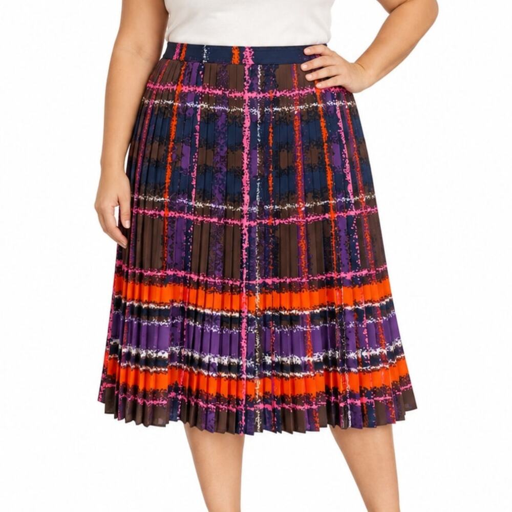 J.Crew NWT Shimmery Pleated Plaid Midi Skirt Multicolor Women's 16